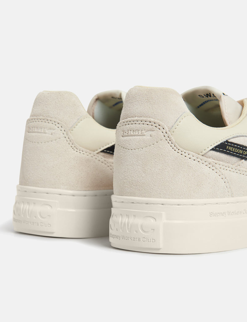 Stepney Workers Club Pearl S-Strike Trainers (Suede Mix) - Ecru/Black