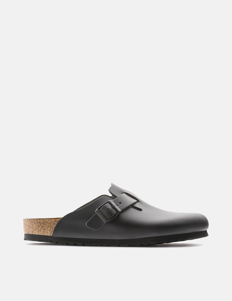 Birkenstock Boston Natural Leather (Regular) - Black