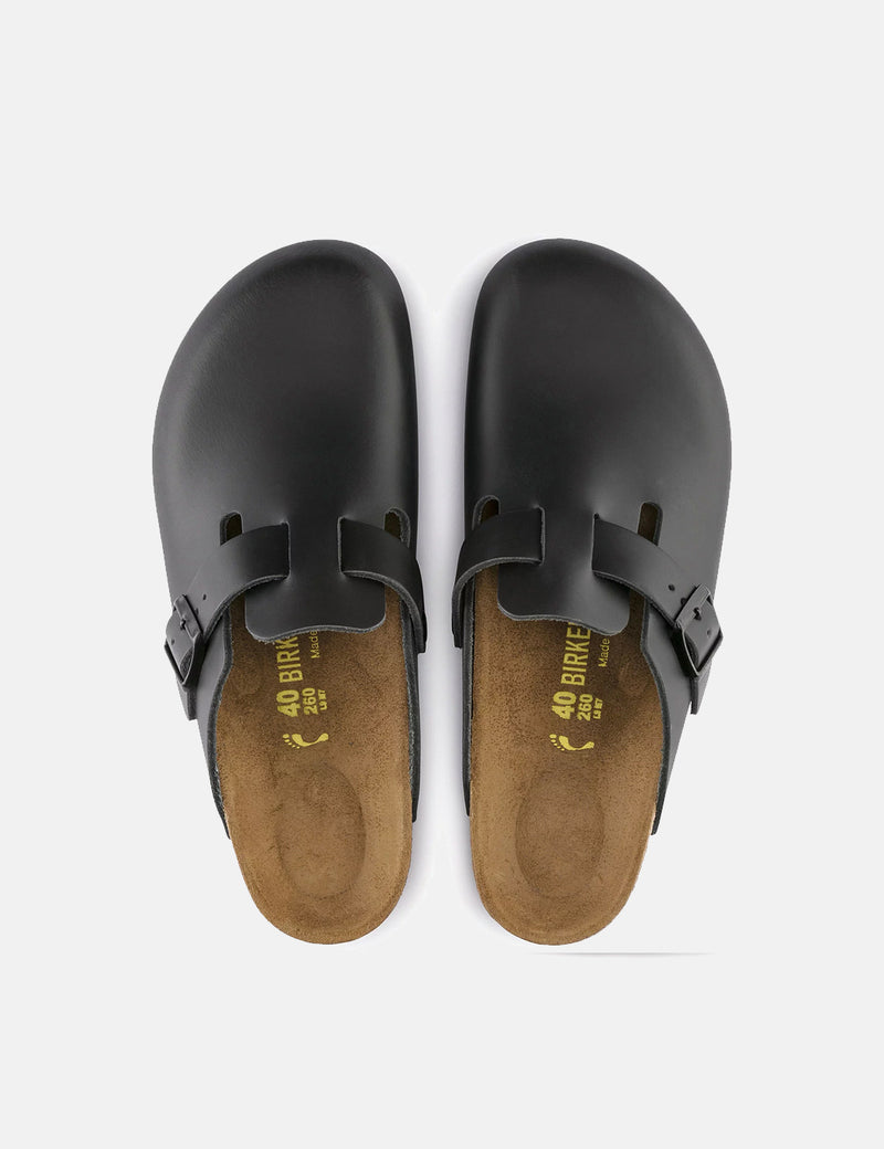 Birkenstock Boston Natural Leather (Regular) - Black