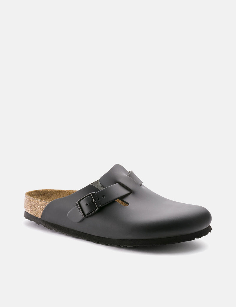Birkenstock Boston Natural Leather (Regular) - Black
