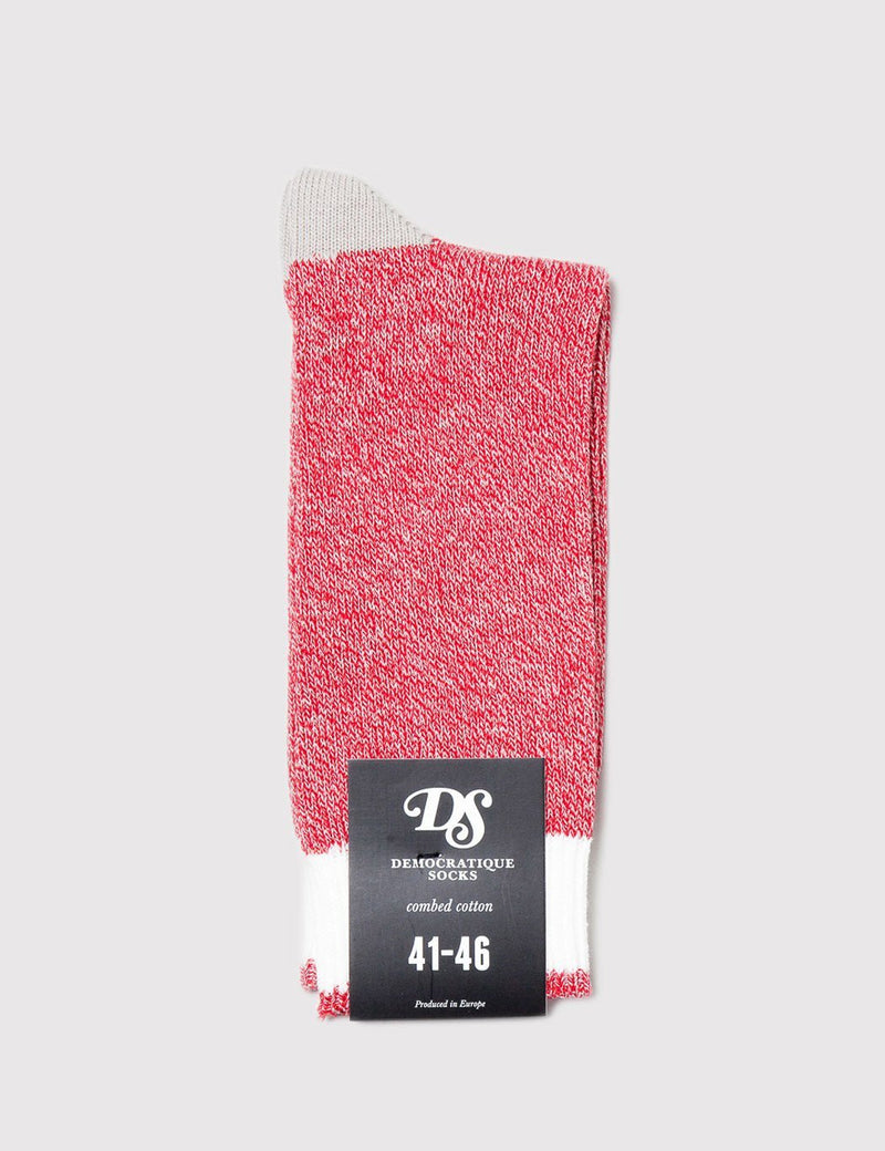 Democratique Relax Melange Contrast Socks - Spring Red/Sand - Article