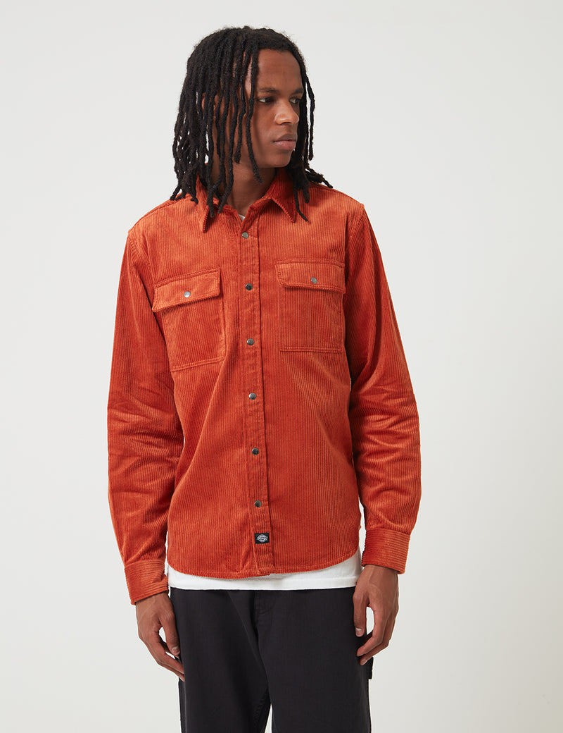 Dickies Ivel Cord Shirt Rust Red URBAN EXCESS