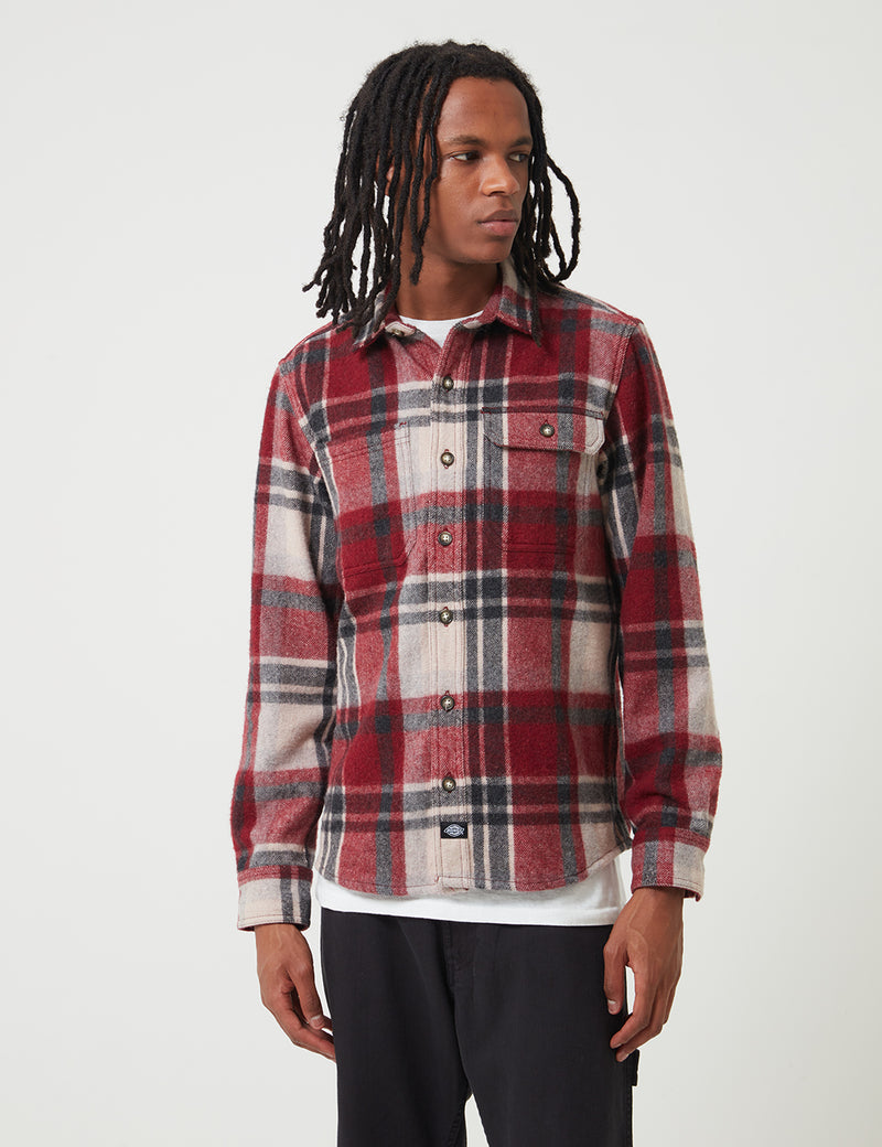 Dickies Melber Check Shirt (Wool) - Maroon