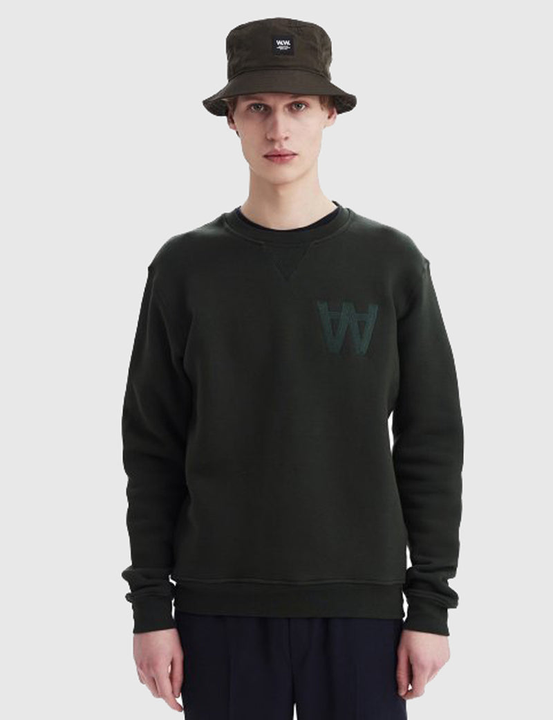 Wood Wood Houston Crewneck Sweat - Jet Green