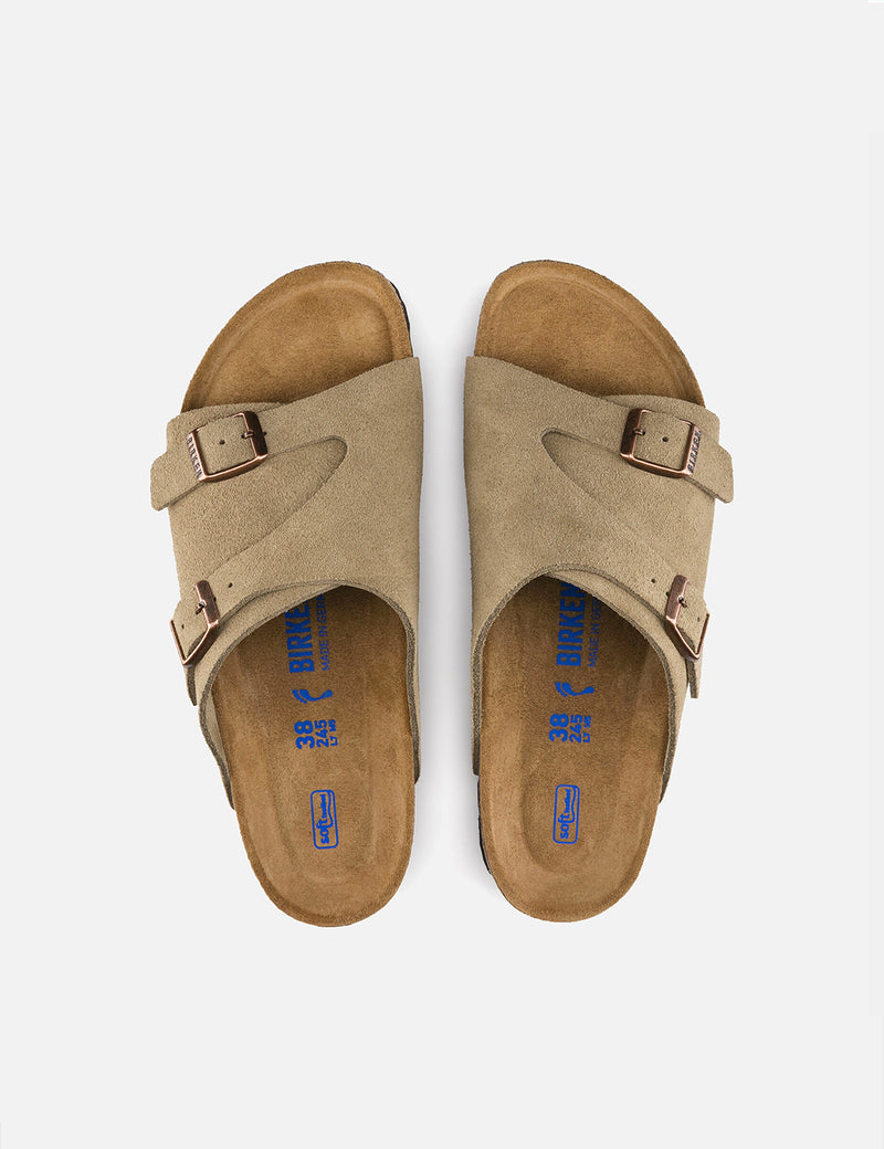 Birkenstock Zurich Suede Leather Sandal (Regular, Soft Footbed) - Taupe