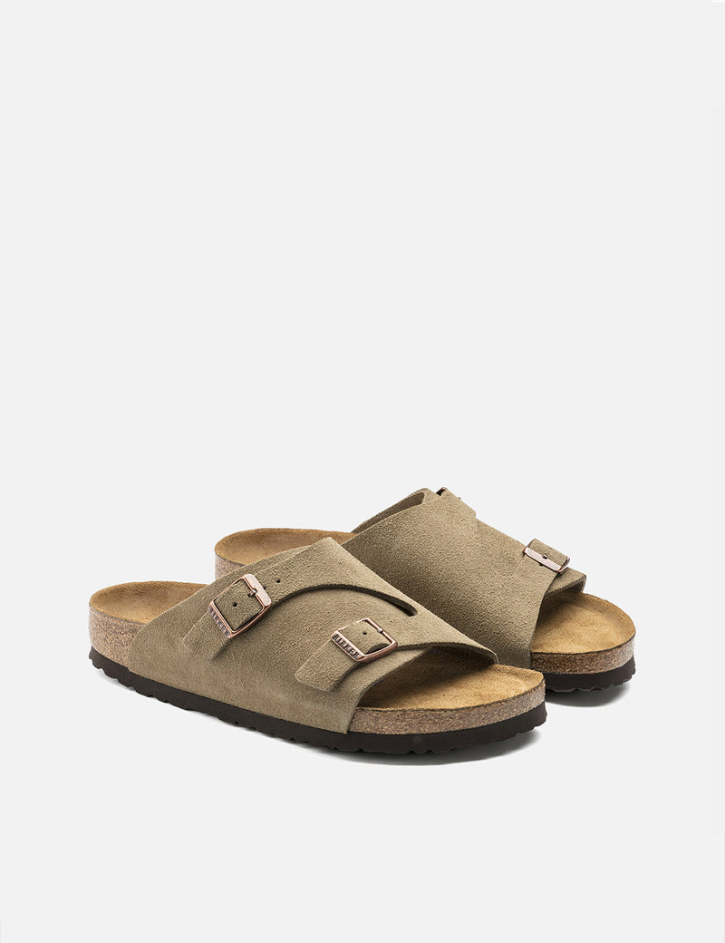 Birkenstock Zurich Suede Leather Sandal (Regular, Soft Footbed) - Taupe
