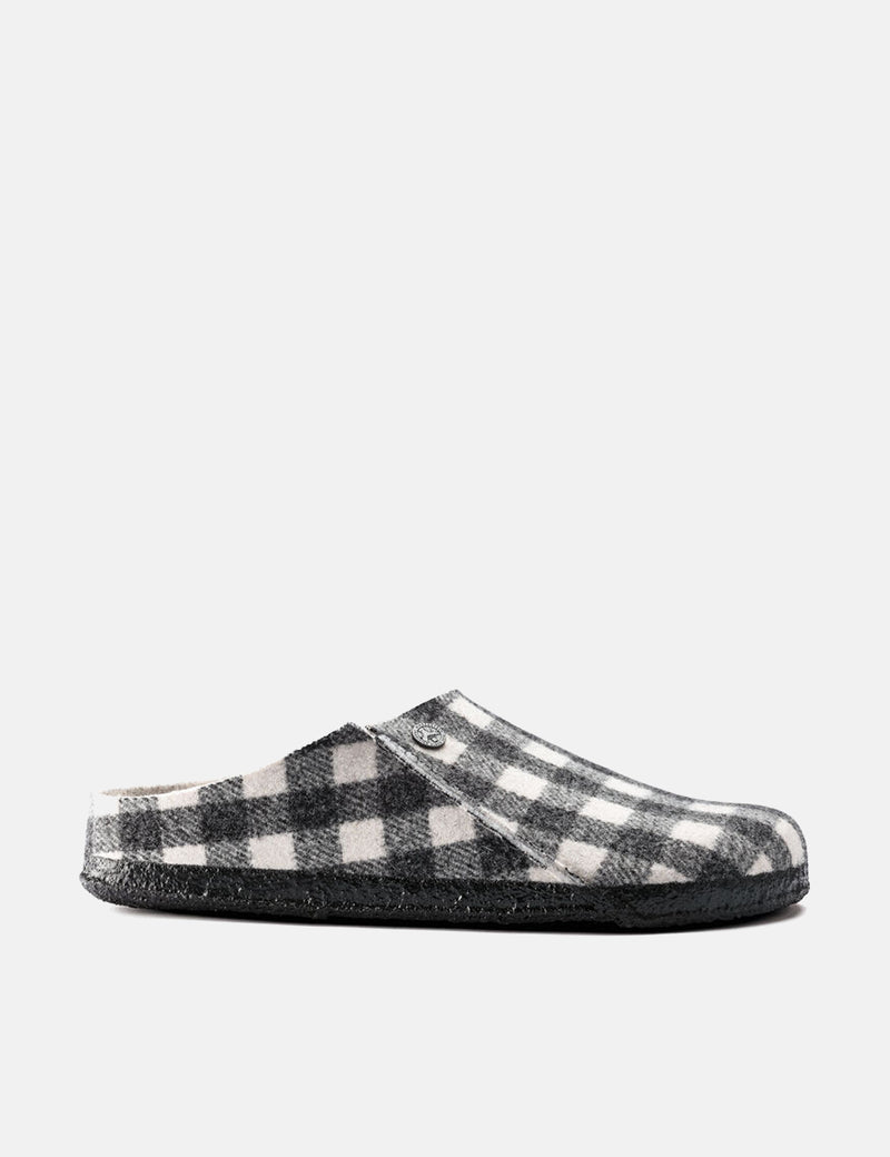 Birkenstock Zermatt Shearling Slippers（レギュラー）-チェック柄ブラック/ホワイト