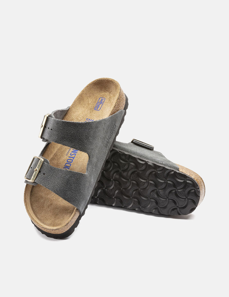 Birkenstock Arizona Suede Leather (Regular, Soft Footbed) - Gris foncé