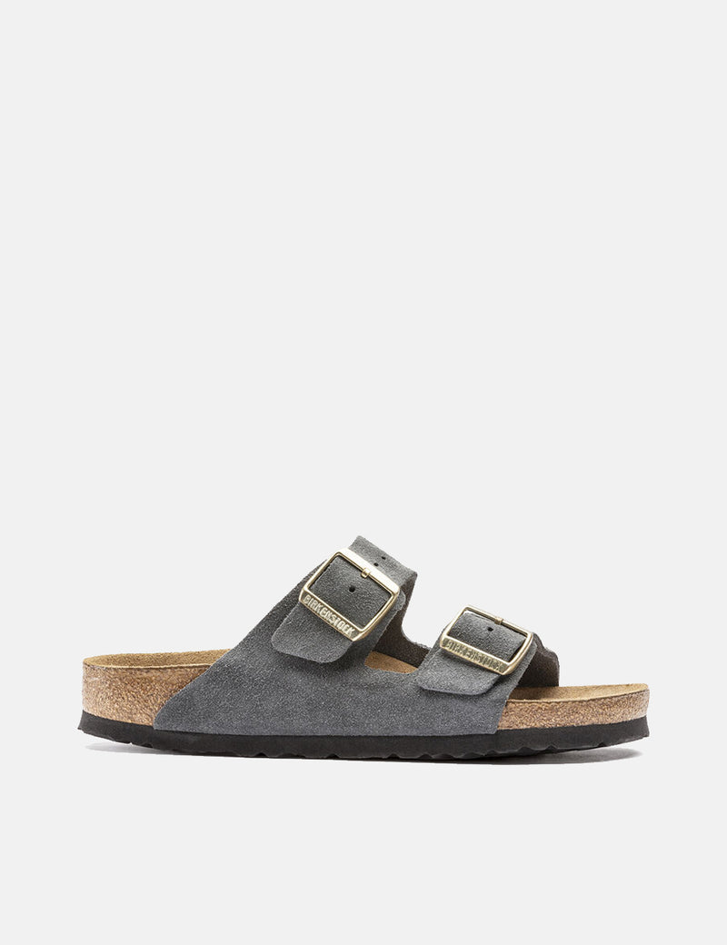 Birkenstock Arizona 스웨이드 가죽 (일반, 소프트 풋베드)-다크 그레이