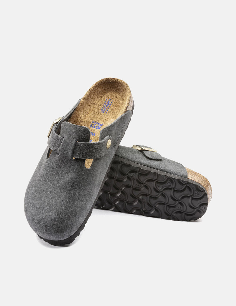 Birkenstock Boston Suede SFB (Regular) - Gris Foncé