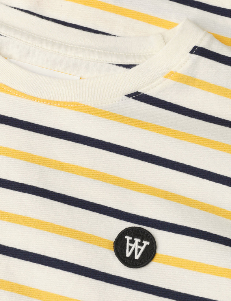 Wood Wood Womens Mia Stripe T-Shirt - Off White/Yellow Stripes