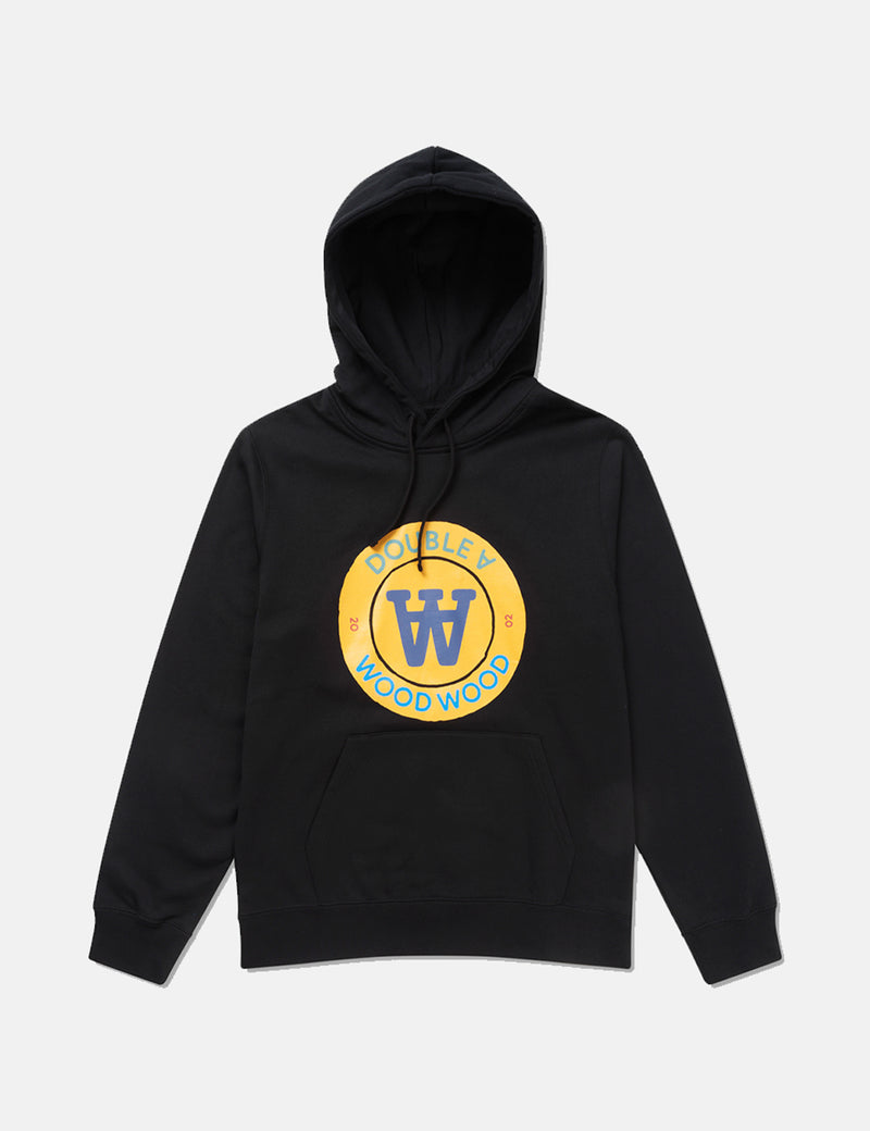 Wood Wood Ian Crest Hooded Sweatshirt - Black