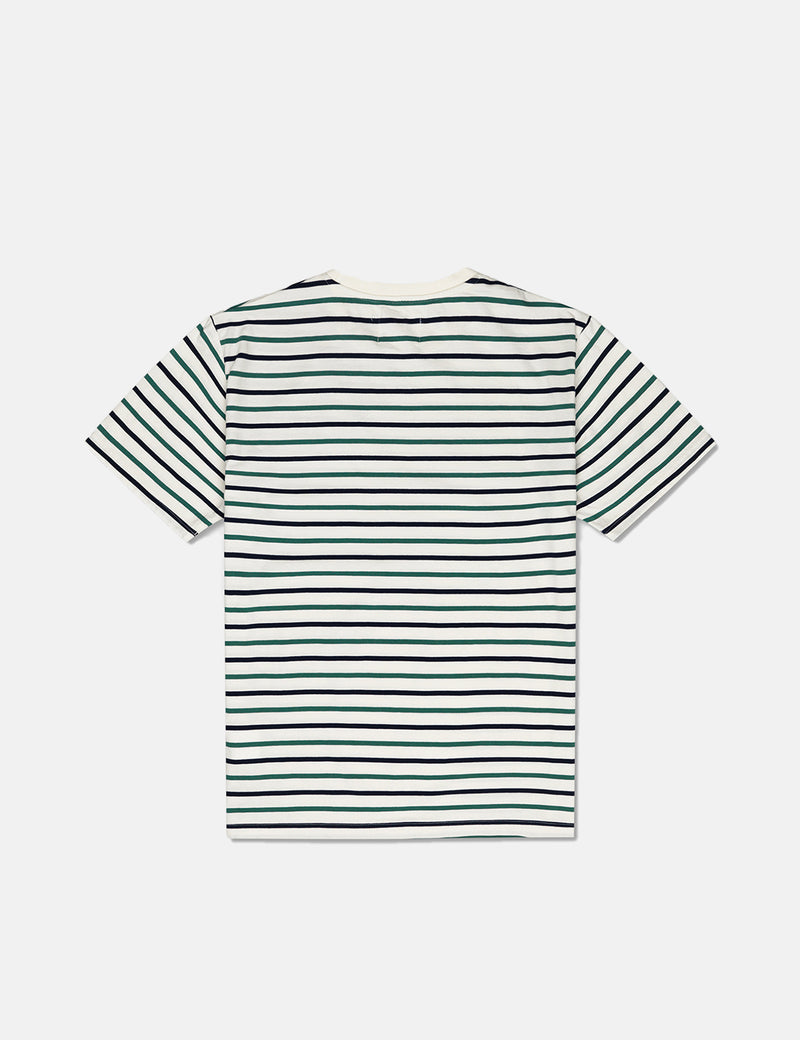 T-Shirt Wood Wood Ace Stripe - Rayures Blanc Cassé/Vert