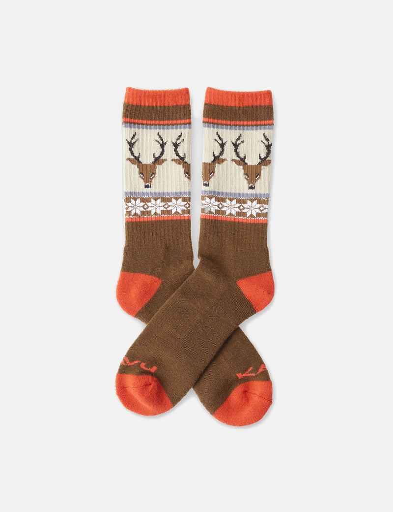 Kavu Moonwalk Socks - Oh Deer Brown