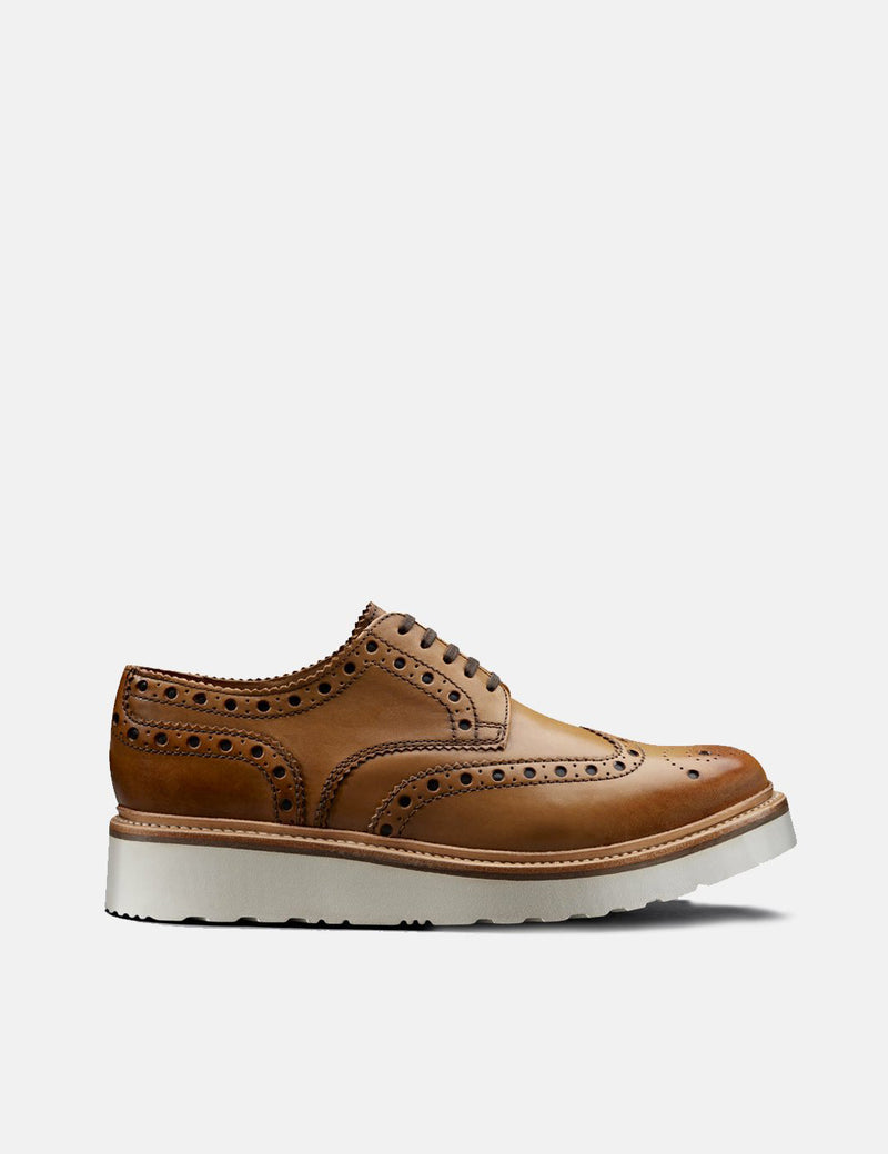 Grenson Archie Brogue (Calf Leather) - Tan/Wedge Sole