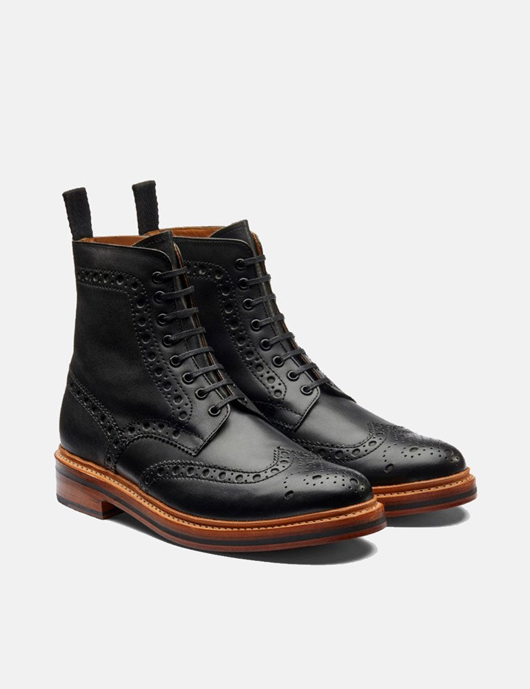 Grenson Fred Brogue Boot (Leather) - Black