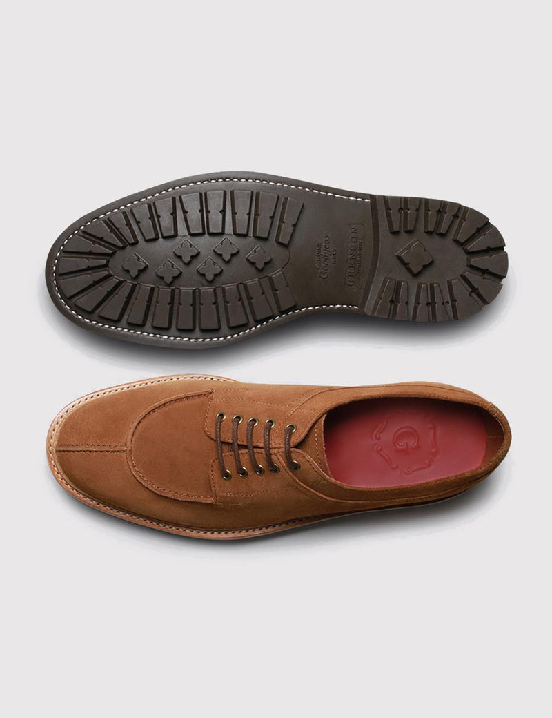 Grenson Percy Suede Apron Shoes - Snuff