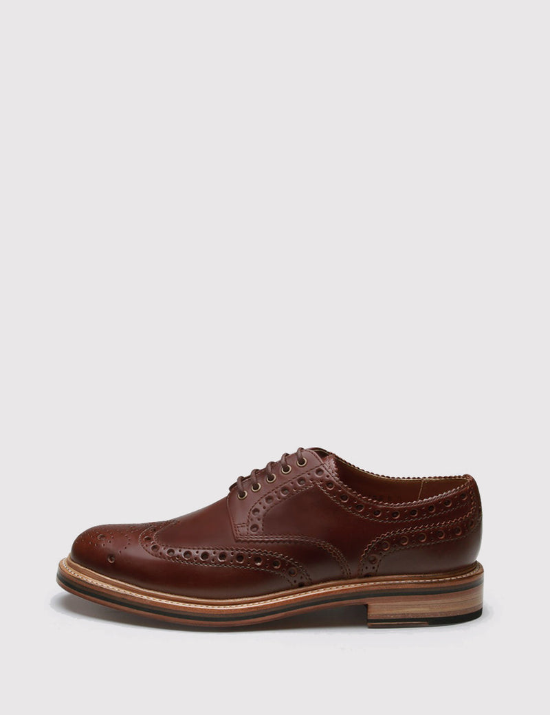 Grenson Archie Brogue Shoes - Chestnut Brown