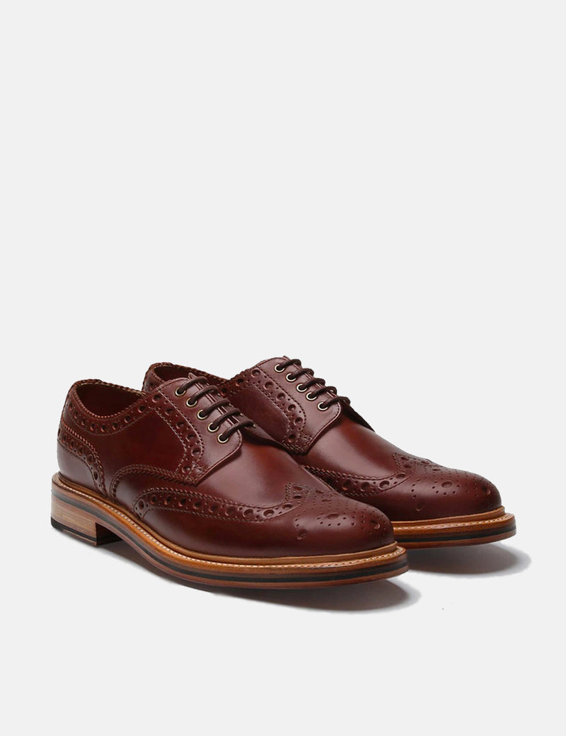Grenson Archie Brogue Shoes - Chestnut Brown