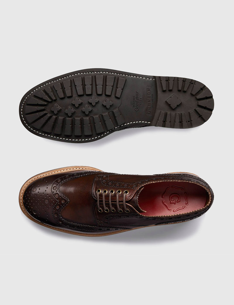 Grenson Archie Brogue Shoes - Dark Brown