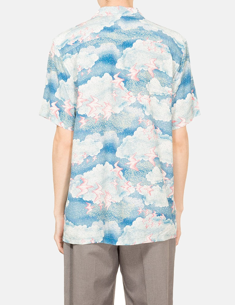 Stussy Cloud And Birds Short Sleeve Shirt - Blue