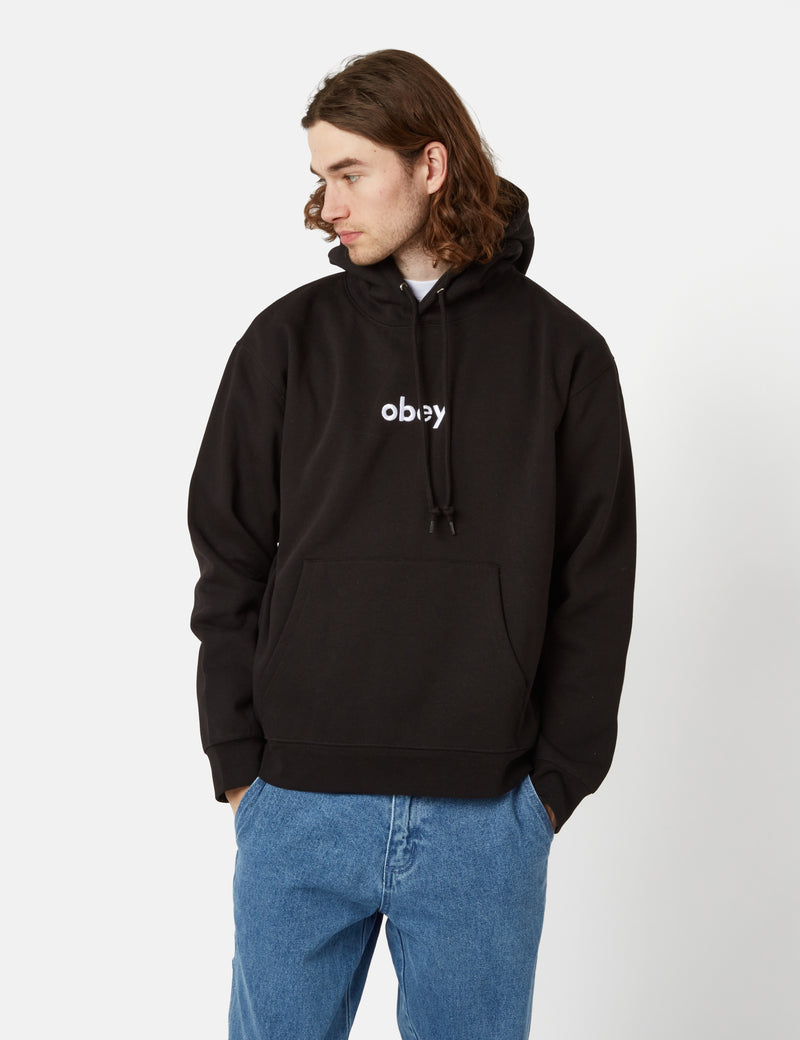 OBEY Lowercase Hooded Sweatshirt - Black