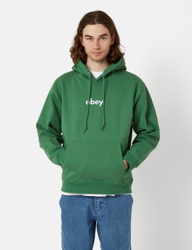 OBEY Lowercase Hooded Sweatshirt - Palm Leaf Green