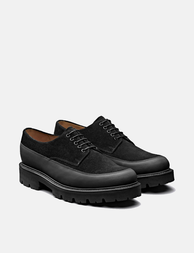 Grenson Earl Derby Shoe 112560 (스웨이드/가죽)-블랙