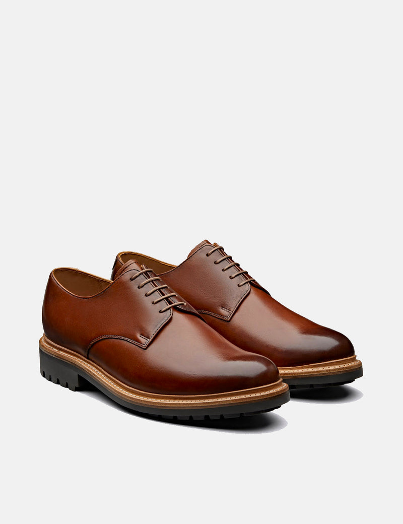 Chaussures Derby Grenson Curt cuir peint la main Tan