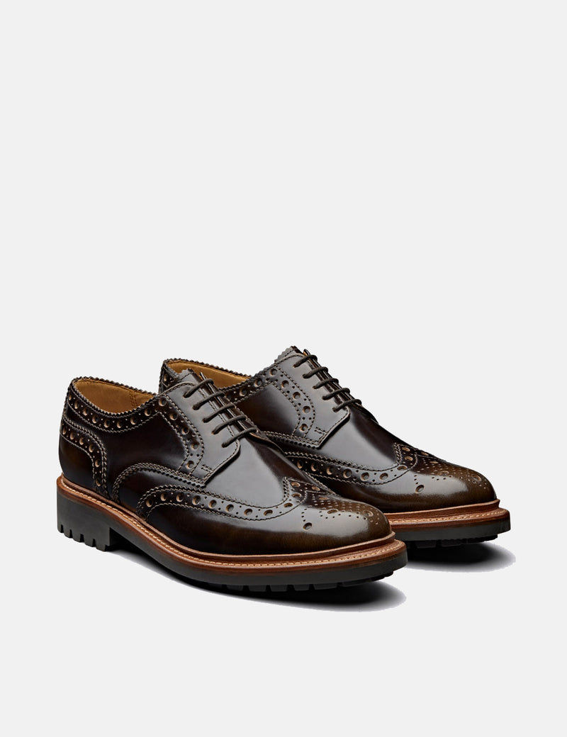 Grenson Archie Brogue Shoes 112655 (Hi Shine Leather) - Pickled Walnut