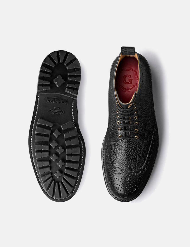 Grenson Fred Brogue (Natural Grain) - Black