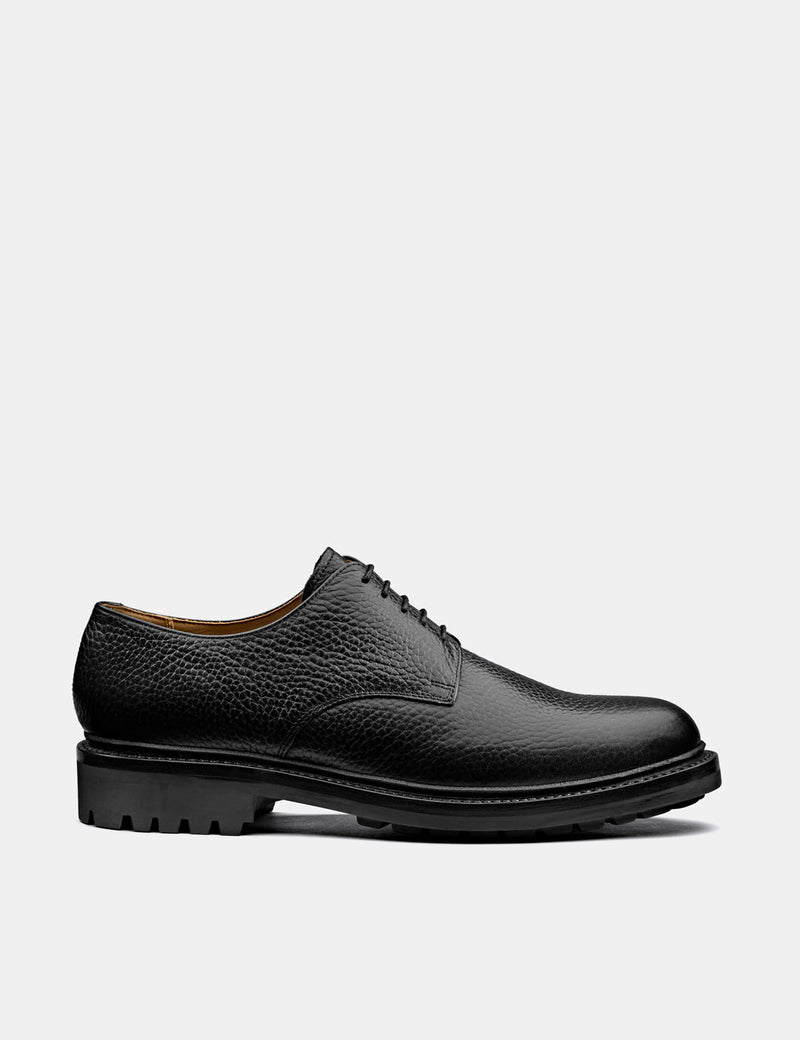 Grenson Curt Derby 신발 (내츄럴 그레인)-블랙