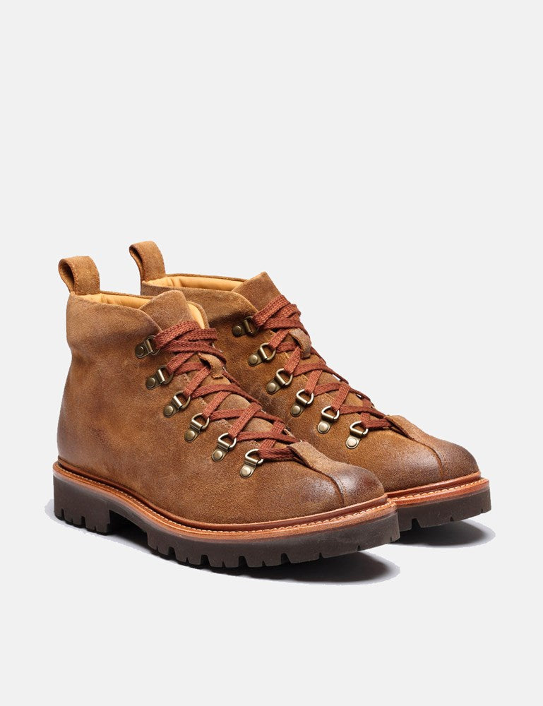 Grenson Bobby Hiker Boot (Burnished Suede) - Snuff Brown