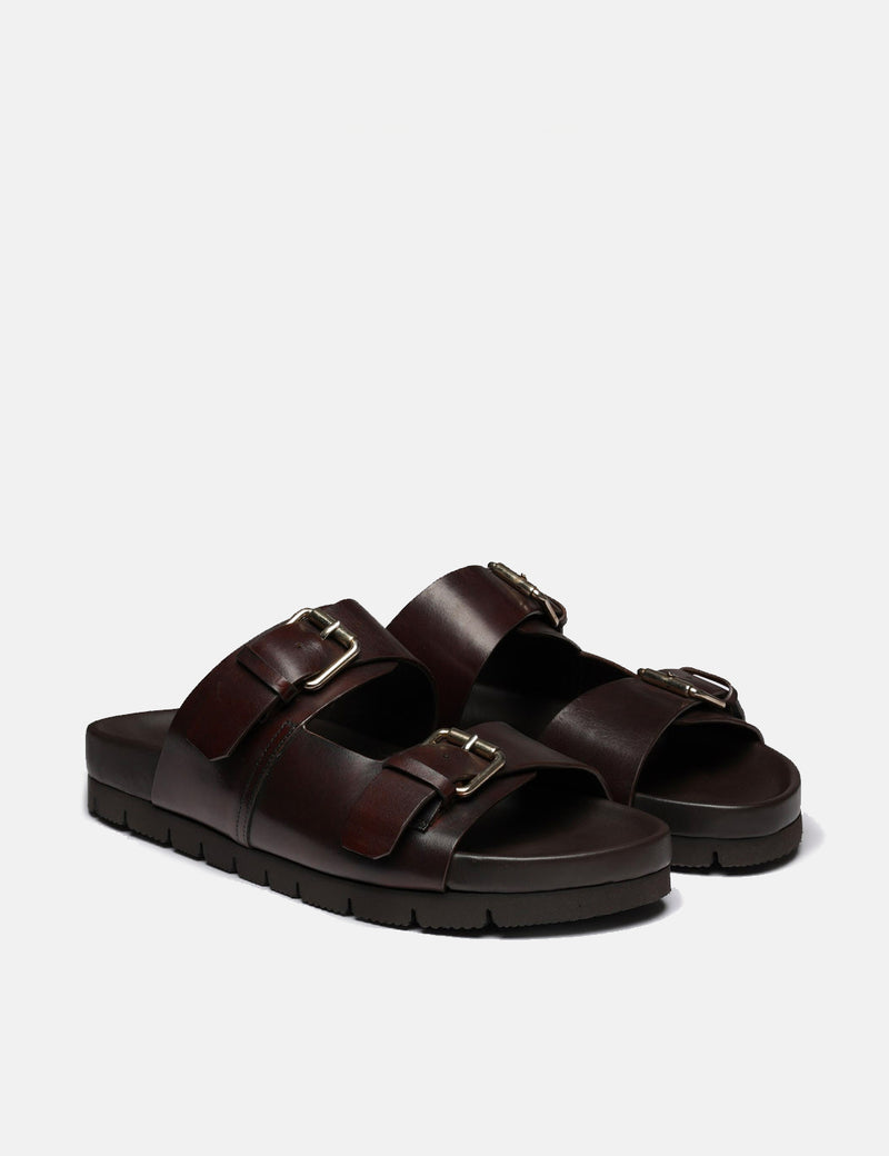 Grenson Florin Sandal (Handpainted Leather) - Dark Brown