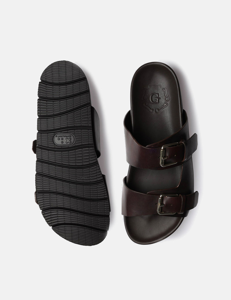 Grenson Florin Sandal (Handpainted Leather) - Dark Brown
