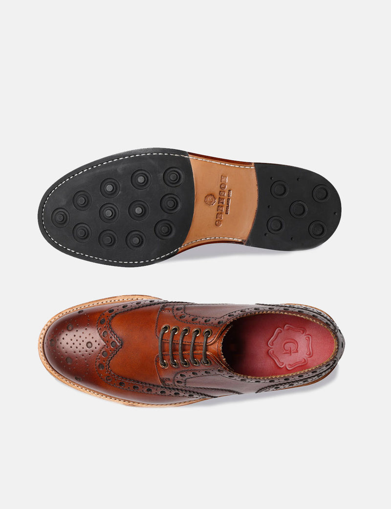 Grensonアーチーブローグシューズ113684-タン
