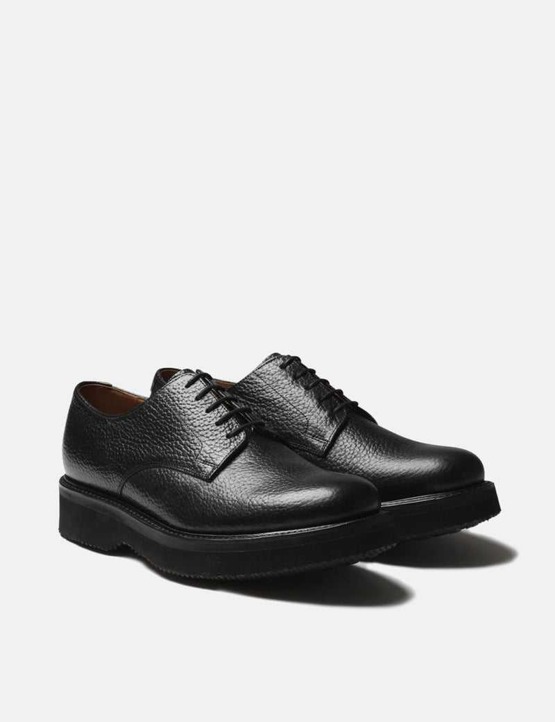 Grenson Curt Derby-Schuh (natürliches genarbtes Leder) - Schwarz