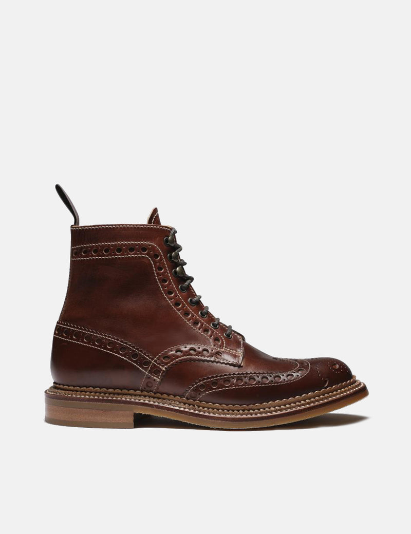 Grenson Fred Triple Welt Brogue Boot (Chromexcel-Leder) - Dunkelbraun