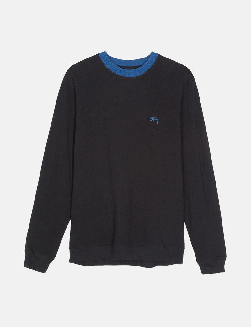 Stussy Diamond Collar Heavy Pique Sweatshirt - Black