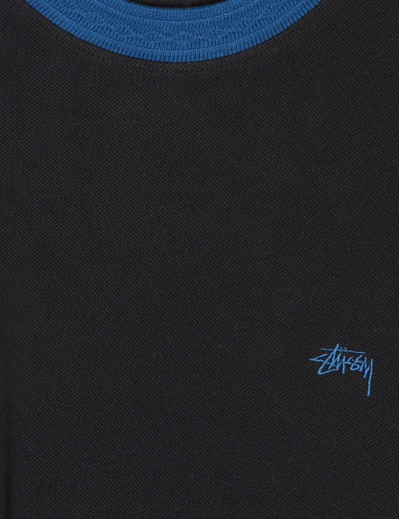 Stussy Diamond Collar Heavy Pique Sweatshirt - Black