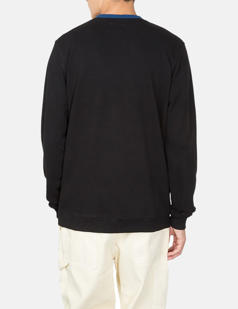 Stussy Diamond Collar Heavy Pique Sweatshirt - Black