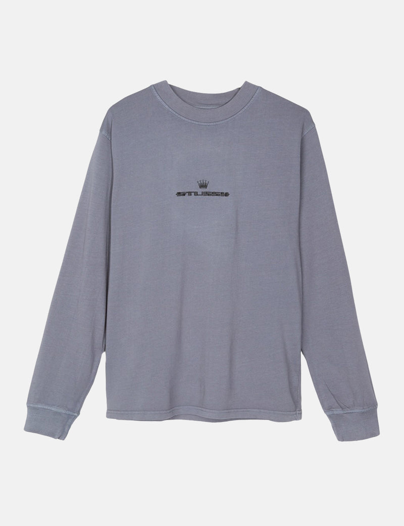 Stussy Overdyed Mock Neck Long Sleeve T-Shirt - Black