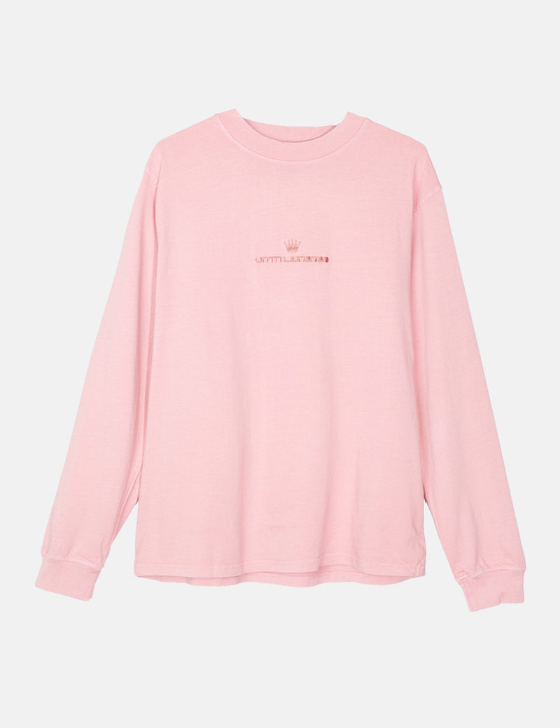 Stussy Overdyed Mock Neck Long Sleeve T-Shirt - Pink