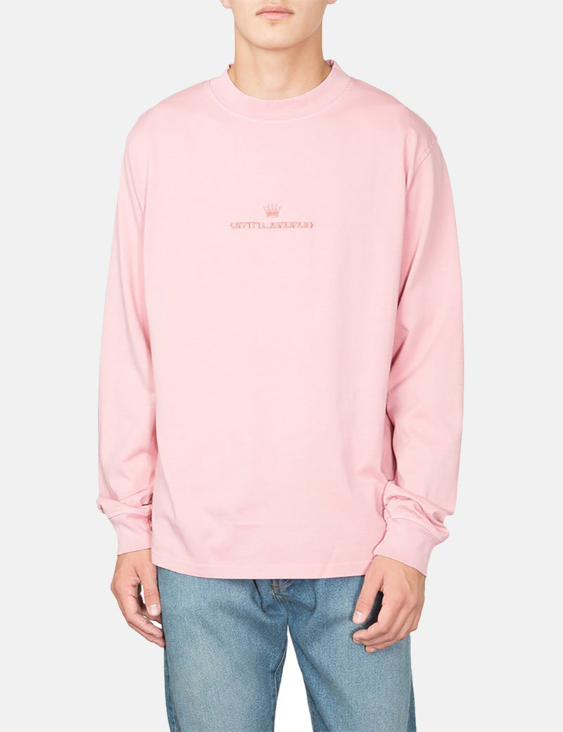 Stussy Overdyed Mock Neck Long Sleeve T-Shirt - Pink