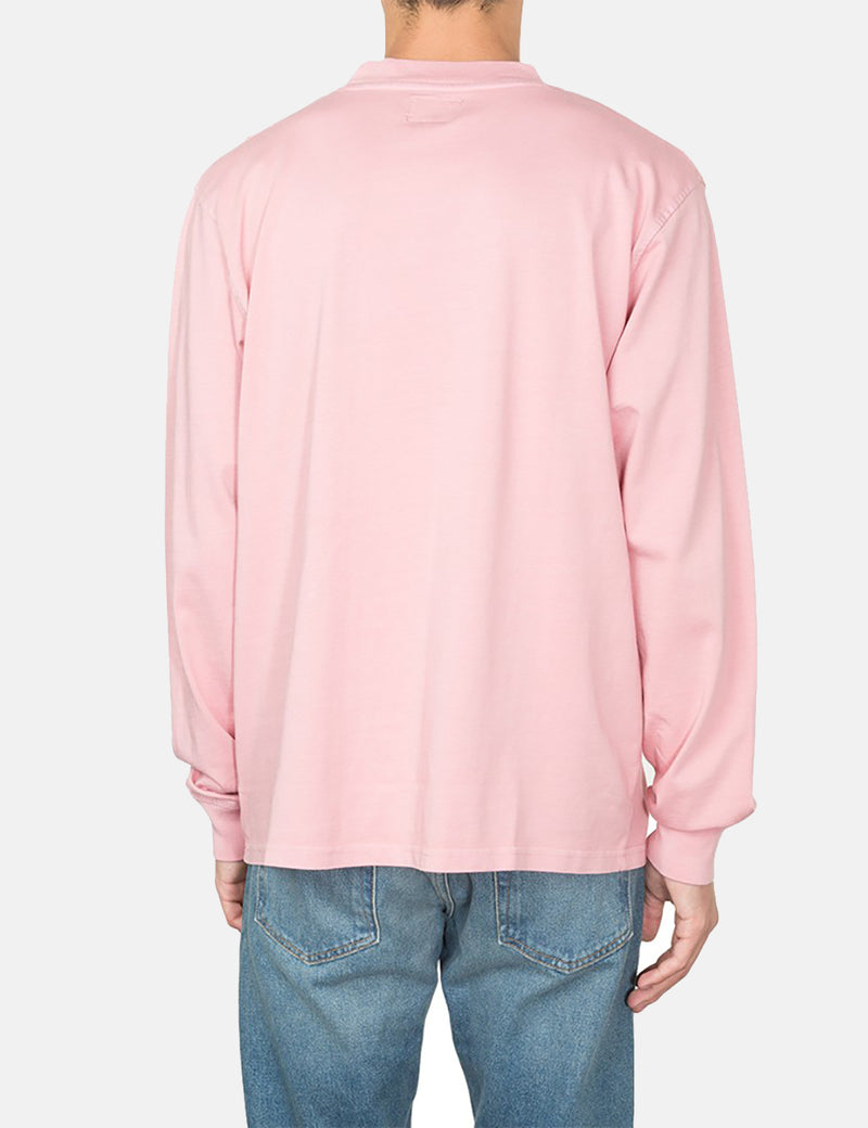 Stussy Overdyed Mock Neck Long Sleeve T-Shirt - Pink