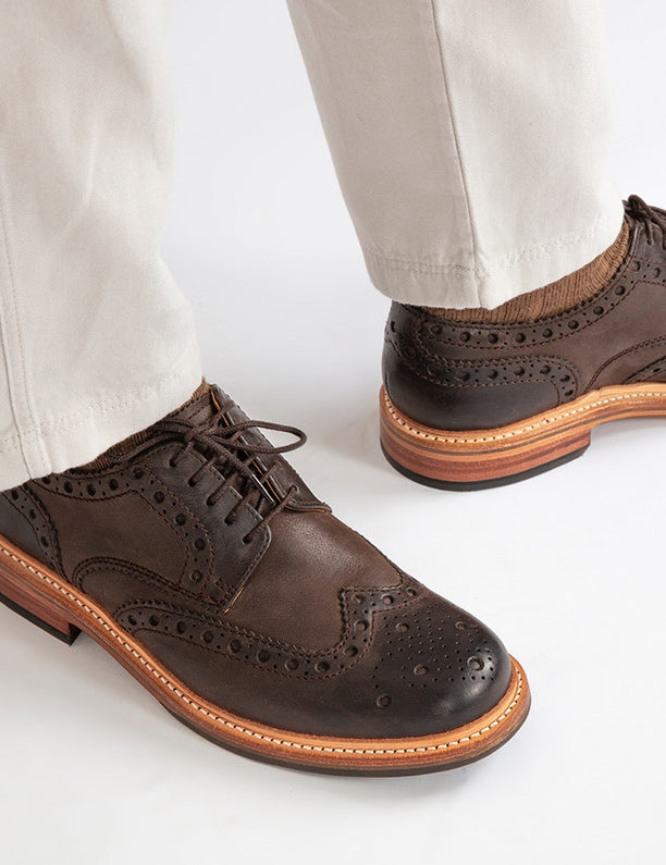 Grenson Archie Brogue (Nubuck Leather) - Brown Burnished