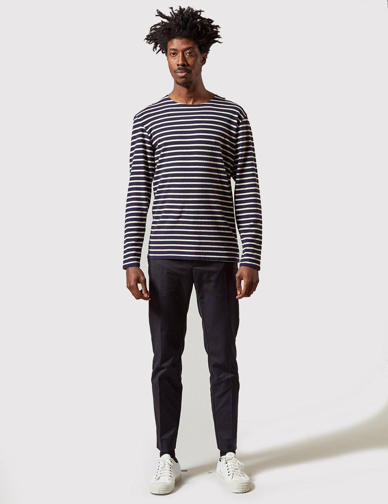 Wood Wood Harrison Longsleeve T-Shirt - Navy/Off-white