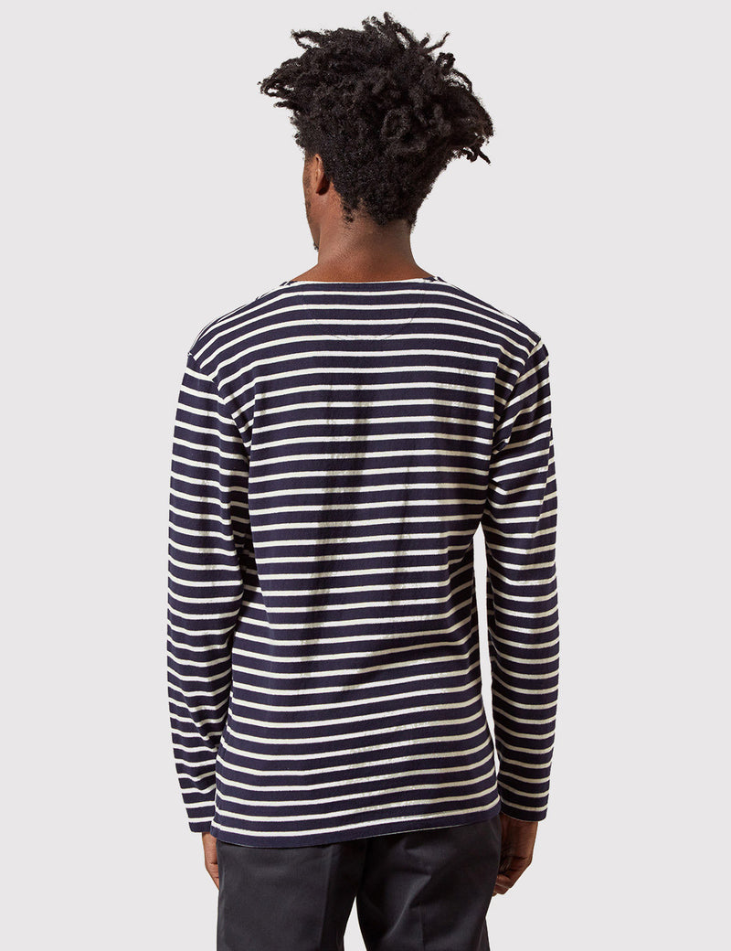 Wood Wood Harrison Longsleeve T-Shirt - Navy/Off-white