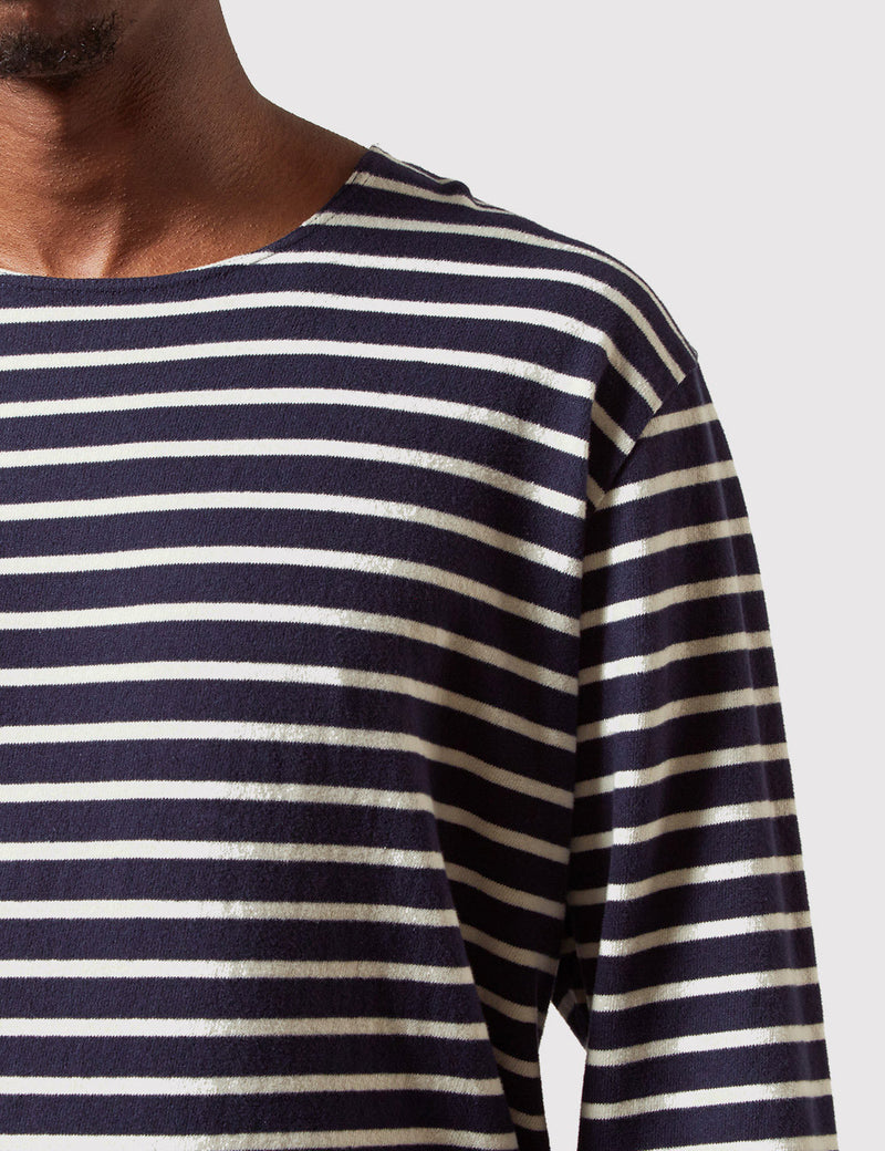 Wood Wood Harrison Longsleeve T-Shirt - Navy/Off-white