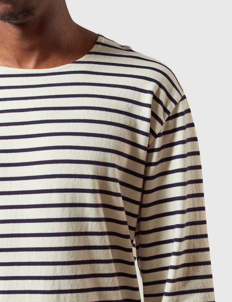 Wood Wood Harrison Longsleeve T-Shirt - Off-white/Navy